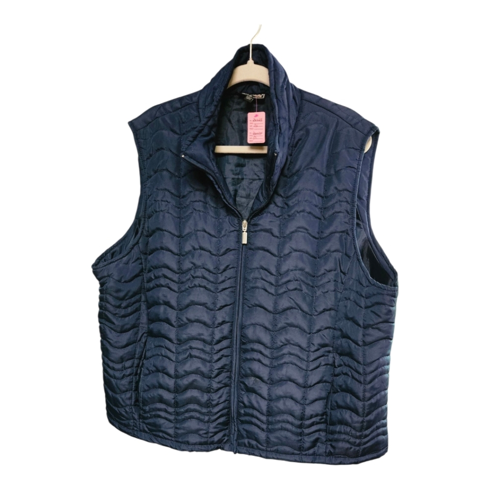 Jane Ashley Blue Quilted Vest Sleeveless Design